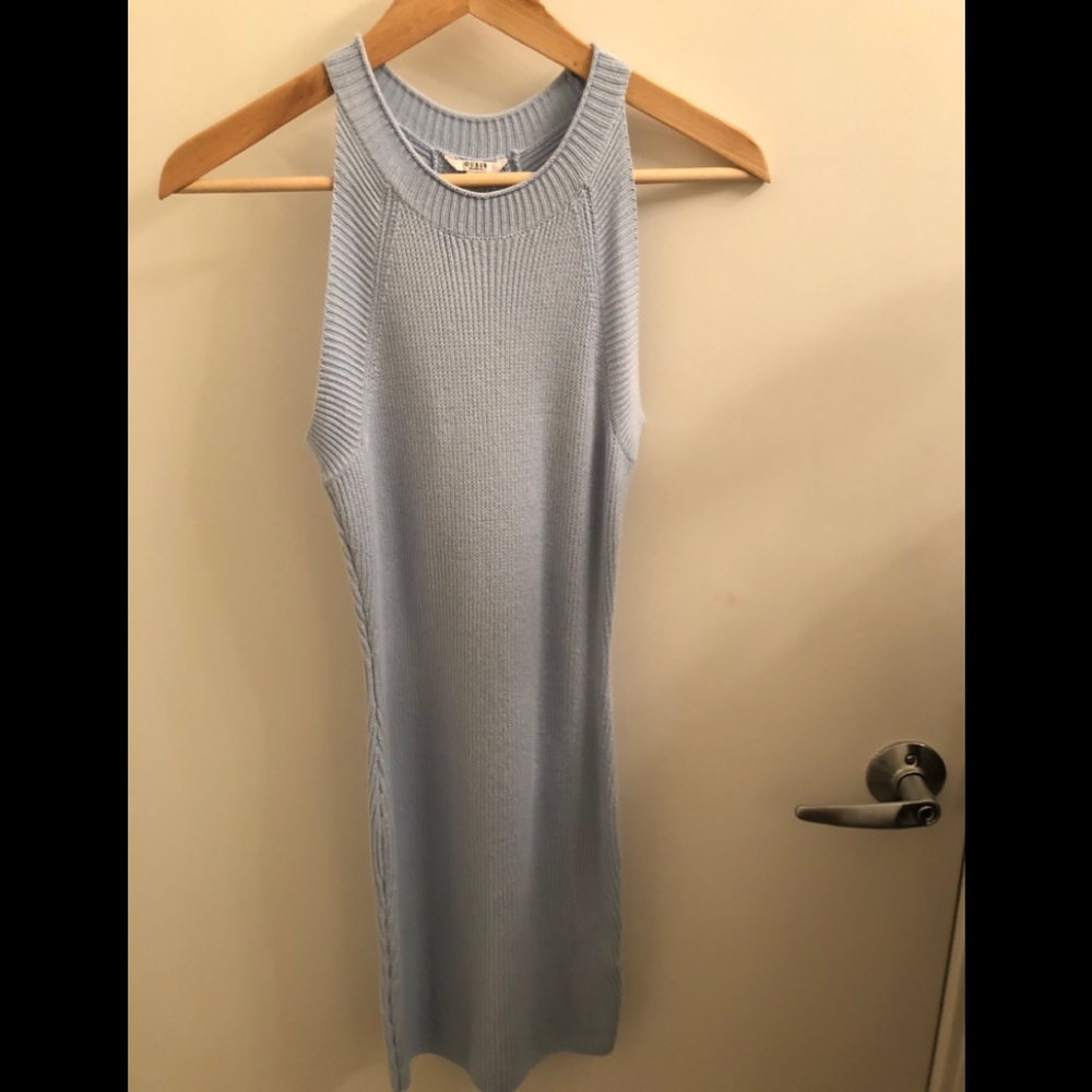 Blue knit mini dress